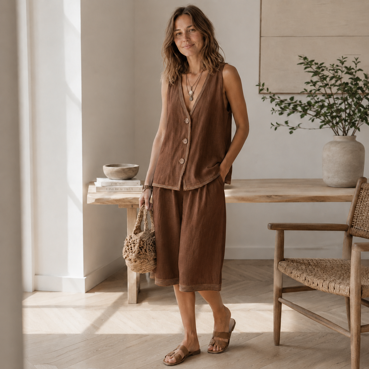 Loungewear-set Ronja – Vestje & wijde short