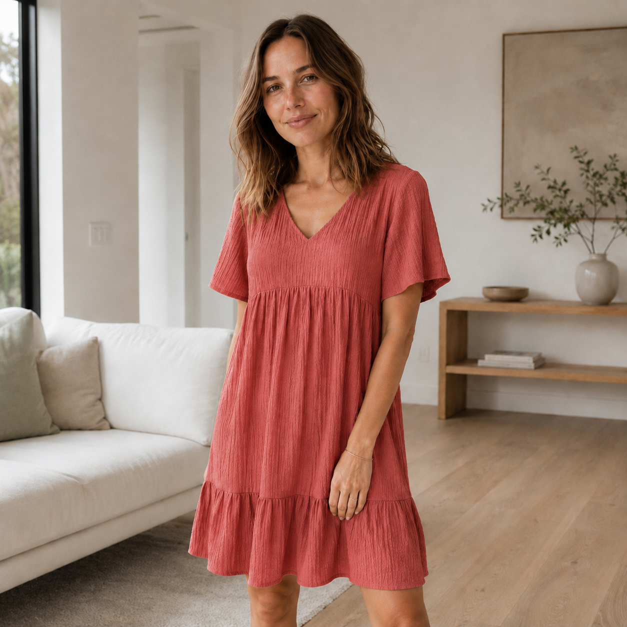 Volant zomerjurk Livia – V-hals in laagjes-look
