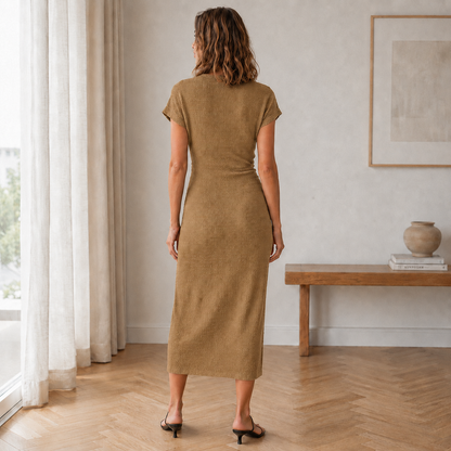Midi-jurk Idun – Geknoopt met beensplit