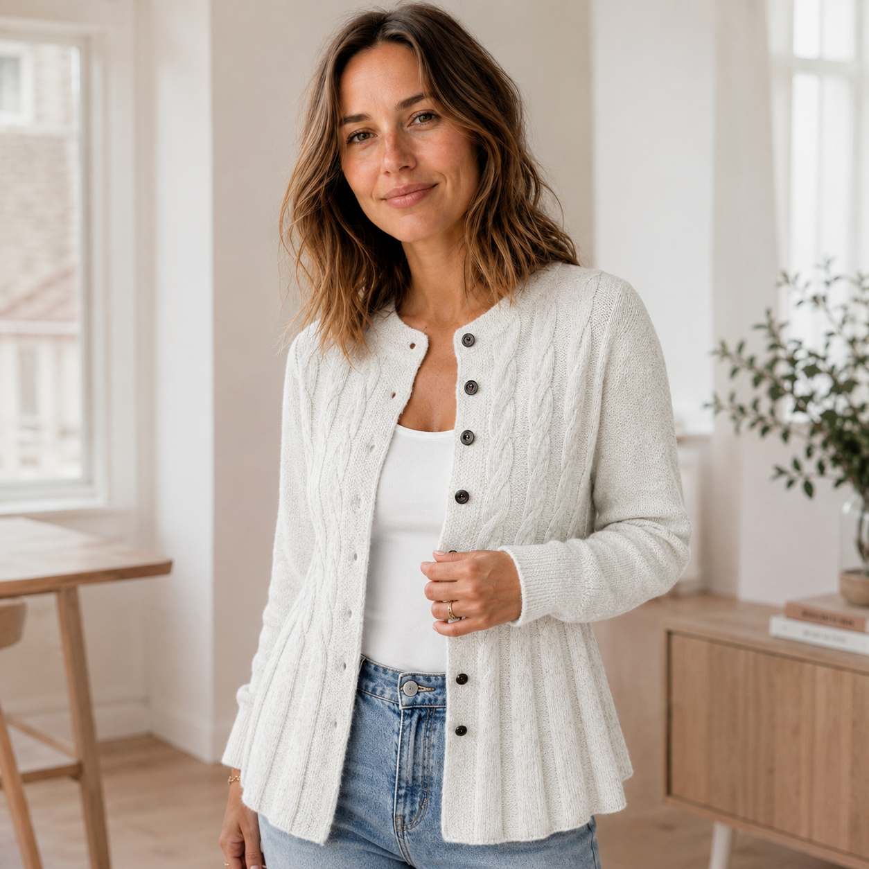 Vest Mila – Cardigan met peplumzoom