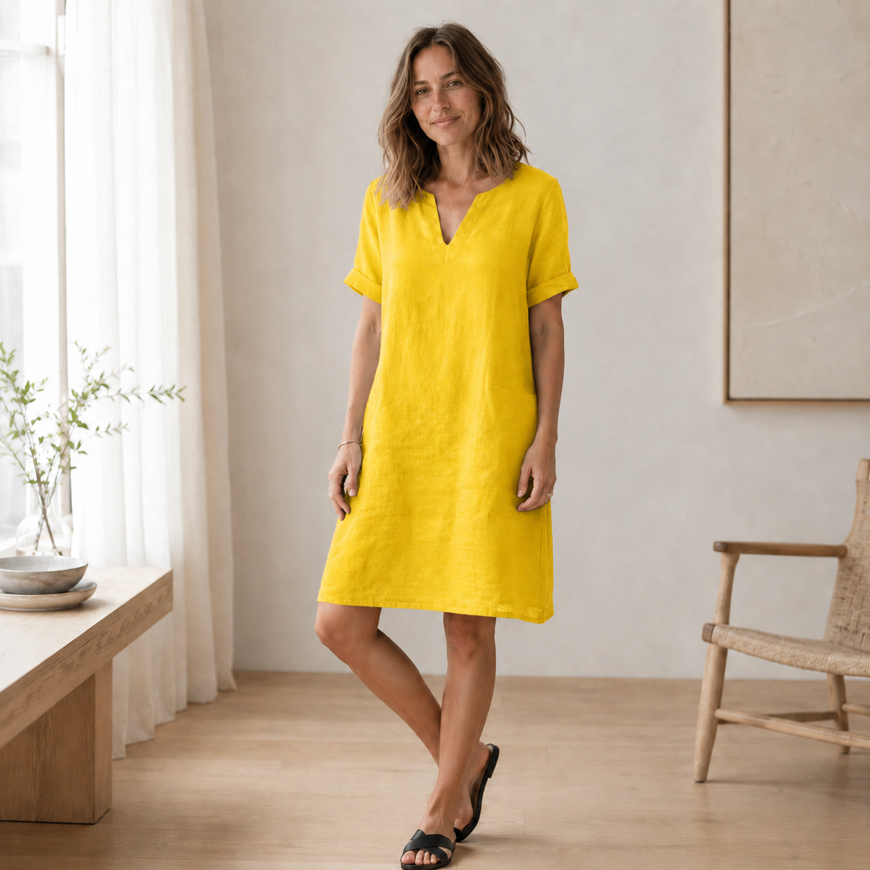 Zomerjurk Nora – Luchtig-licht in linnen-look
