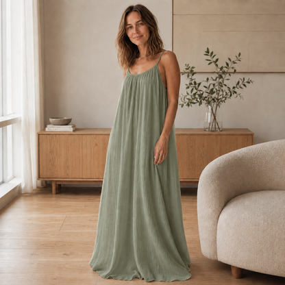Maxi-jurk met bandjes Saskia – Luchtig & lang gesneden