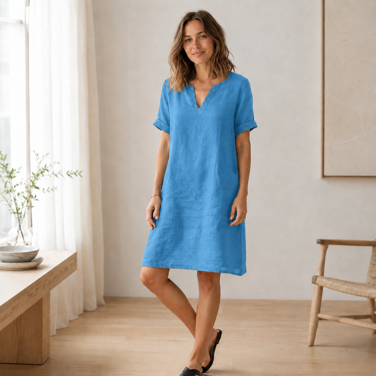 Zomerjurk Nora – Luchtig-licht in linnen-look