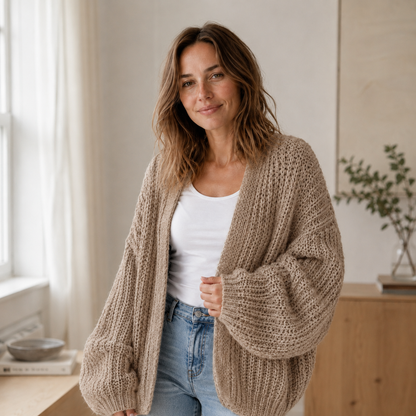 Grofgebreid vest Maja – Oversized & open
