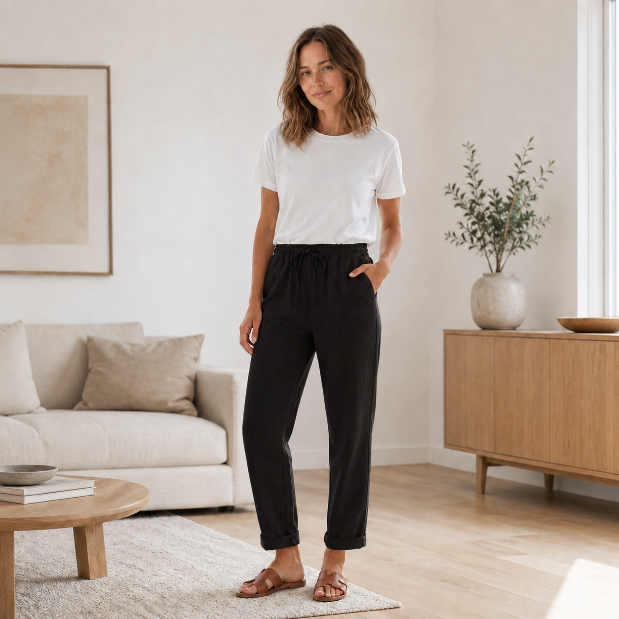 Zomerbroek Hanna – Rechte pijp met koord